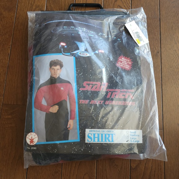Rubie's Costume Company Other - VTG Star Trek TNG Captain Picard Red Costume Shirt XL Rubies 15202 NIP 1993